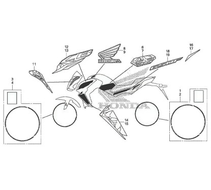 Autocollant Motif Centre Gauche Honda CB650F 2016