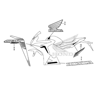 Autocollant Flanc Avant Droit Honda CBR650F 2017 2018