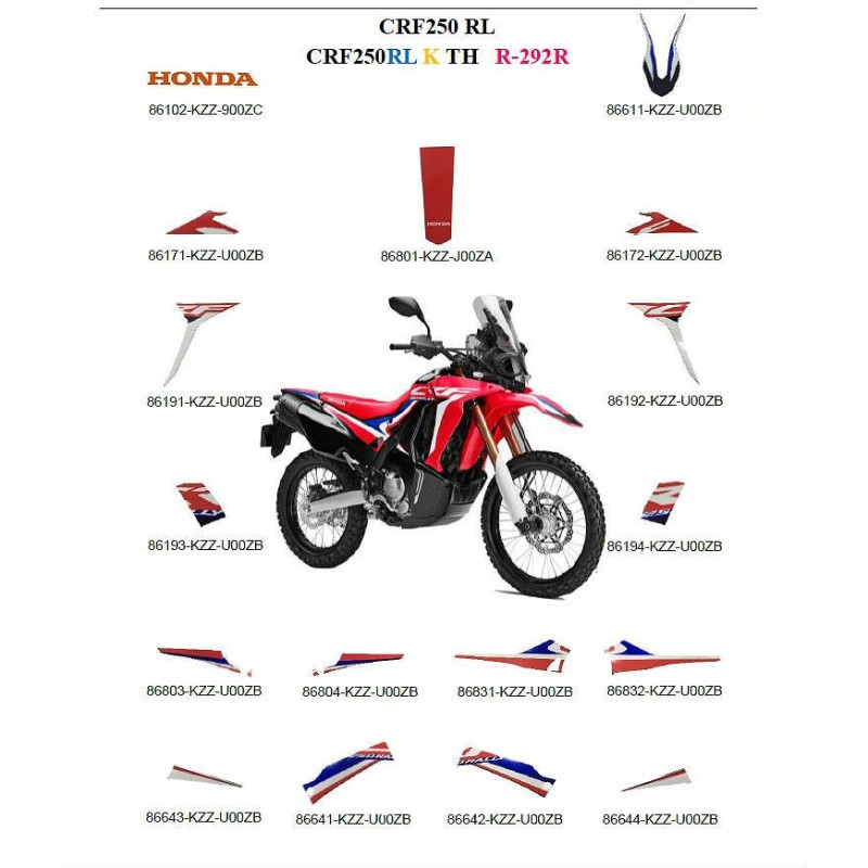 Kit Stickers Complet Honda CRF 250L RALLY 2019 Kit Stickers Complet Honda CRF 250L RALLY 2019