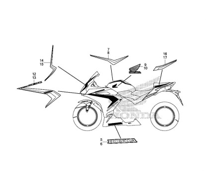 Kit Autocollants Honda CBR500R GRIS Mat Axis Metallic 2019