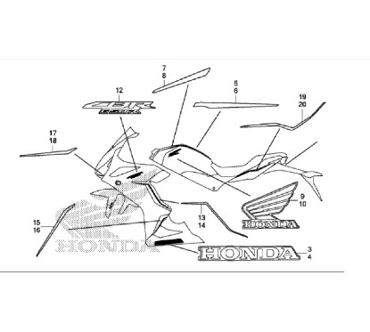 Stickers Set Honda CBR650R Blue 2019