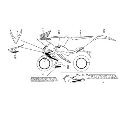Kit Autocollants Honda CBR650R Rouge 2019