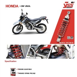 Amortisseur Arrière YSS MZ456 (55-75Kg) Honda CRF250L / CRF250M