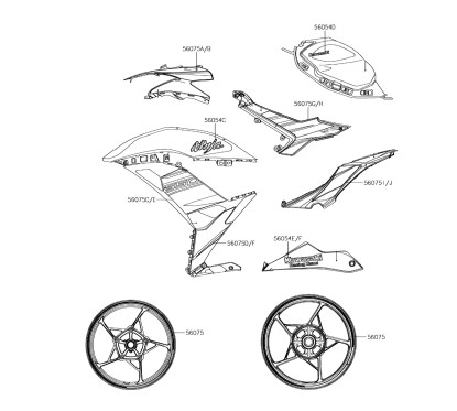 Pattern Rear Cowling Left Kawasaki NINJA 650 KRT 2018