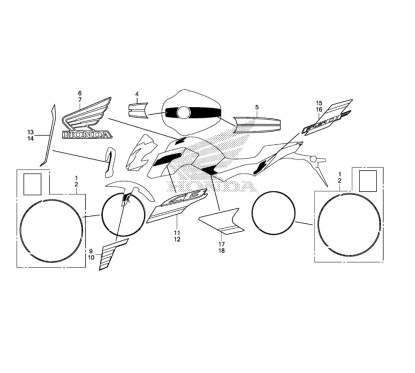 Autocollant Garde Boue Avant Gauche Honda CB650F 2017 2018