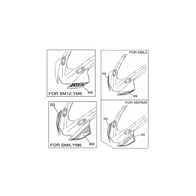 Kit Autocollants Carénage Avant Yamaha YZF R15 2017 2018 2019 2020
