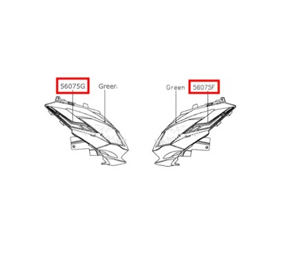 KIT Autocollants Carénage Phare Avant Kawasaki Versys 650 Vert 2019