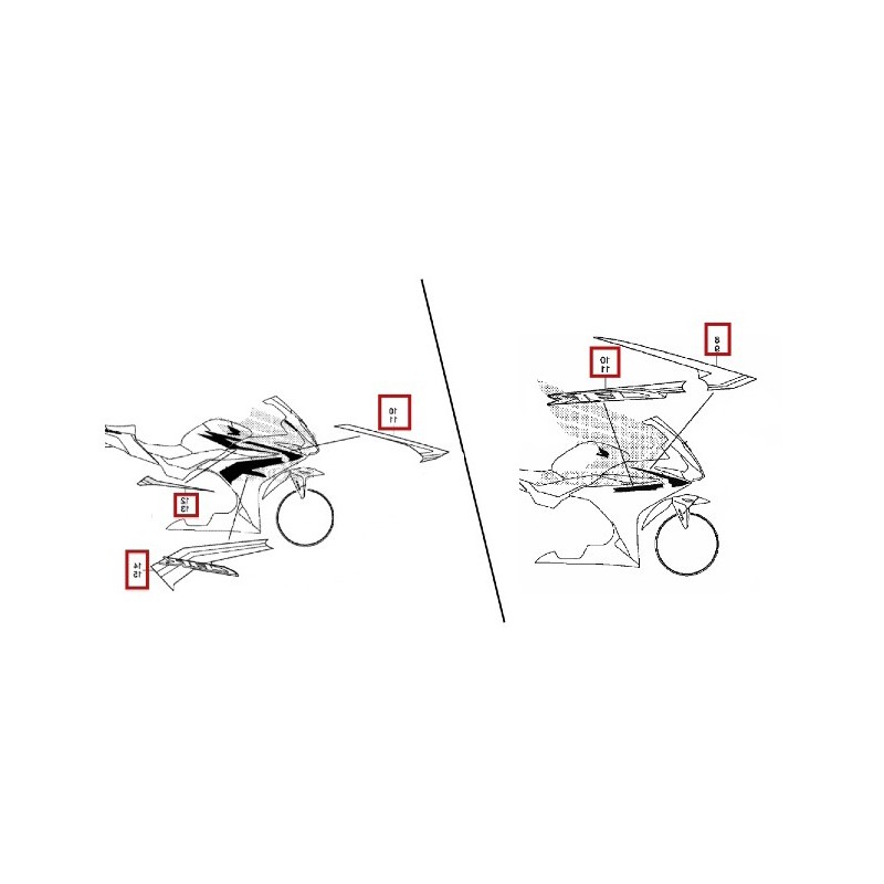 Kit Autocollants Carénage Flanc Avant Droit Honda CBR 500R 2016 2017