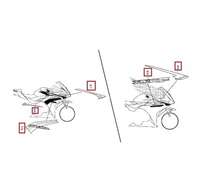 Kit Autocollants Carénage Flanc Avant Droit Honda CBR 500R 2016 2017