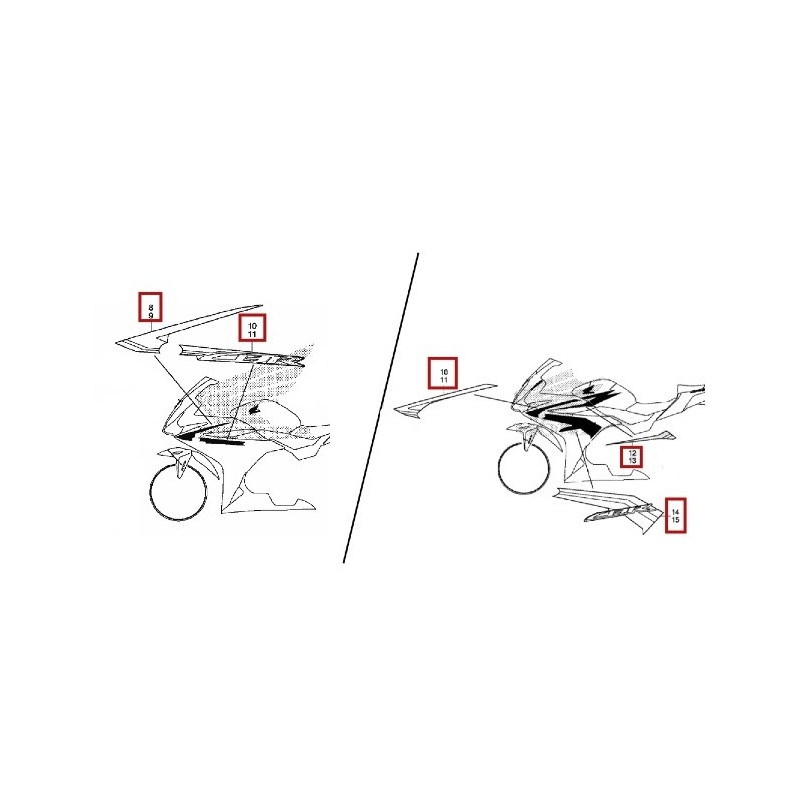 Set Stripes Left Middle Cowling Honda CBR 500R 2016 2017