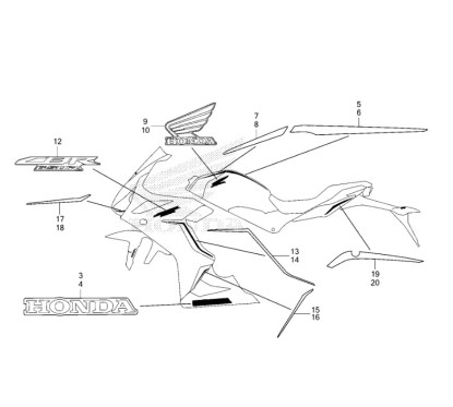 Kit Autocollants Honda CBR650R Noir 2021