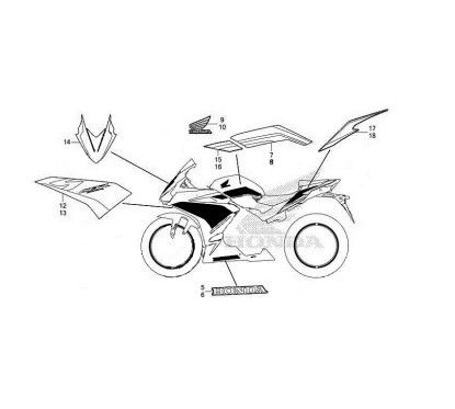 Set Stickers Honda CBR500R Sword SILVER Metallic 2022