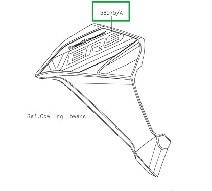 Autocollant Carénage Flanc Avant Gauche Kawasaki Versys-X 300 Gris 2019