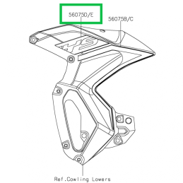 Autocollant Carénage Reservoir Gauche Supérieur Kawasaki Versys-X 300 Gris 2019