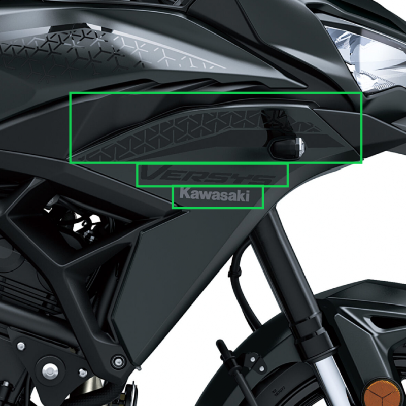 Kit Autocollants Carénage Flanc Avant Droit Kawasaki Versys 650 NOIR 2022/2023