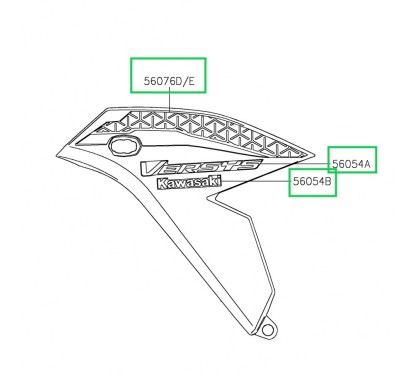 Kit Autocollants Carénage Flanc Avant Droit Kawasaki Versys 650 NOIR 2022/2023