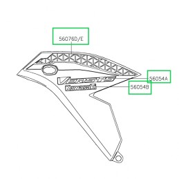 Kit Autocollants Carénage Flanc Avant Gauche Kawasaki Versys 650 NOIR 2022/2023