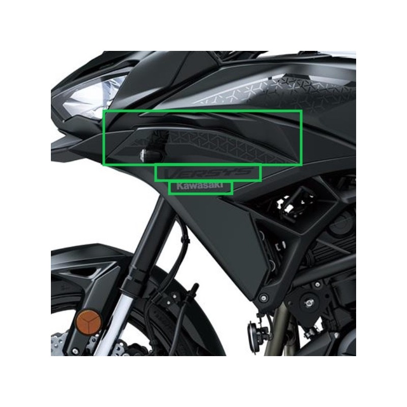 Kit Autocollants Carénage Flanc Avant Gauche Kawasaki Versys 650 NOIR 2022/2023