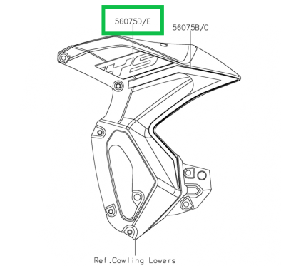 Autocollant Carénage Reservoir Droit Supérieur Kawasaki Versys-X 300 Gris 2019