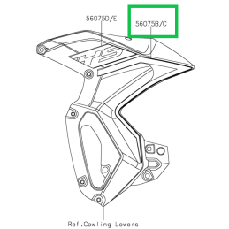 Autocollant Carénage Reservoir Droit Inférieur Kawasaki Versys-X 300 Gris 2019