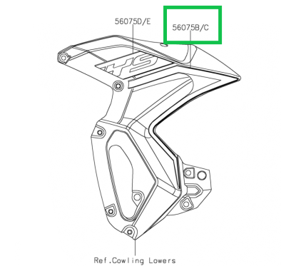 Autocollant Carénage Reservoir Droit Inférieur Kawasaki Versys-X 300 Gris 2019