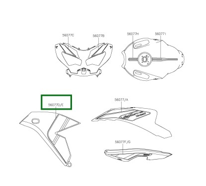 Autocollant Carénage Flanc Avant Gauche Kawasaki Versys 650 VERT 2024