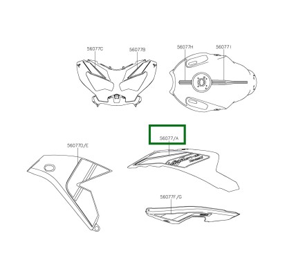 Autocollant Carénage Reservoir Gauche Kawasaki Versys 650 VERT 2024