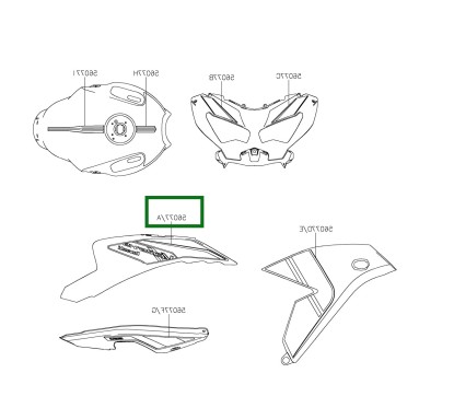 Pattern Cowling Tank Right Kawasaki Versys 650 GREEN 2024
