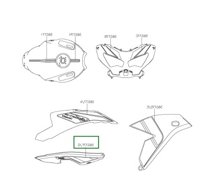 Pattern Cover Tail Right Kawasaki Versys 650 GREEN 2024