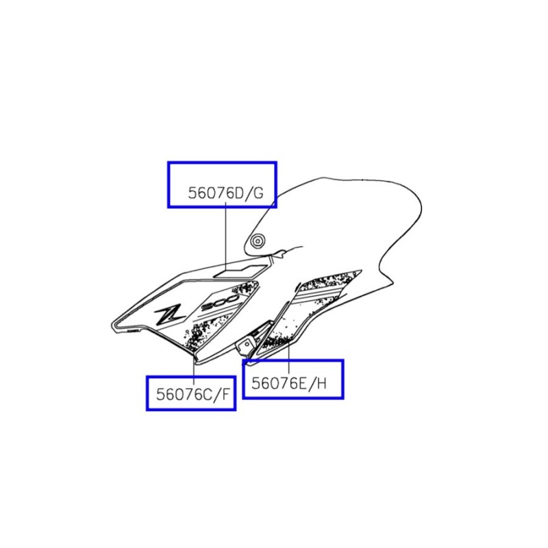 Set Pattern Cover Tank Left Kawasaki Z900 SE 2023