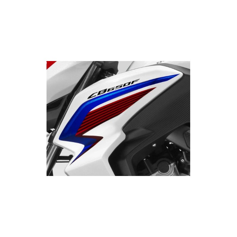 Autocollant Sticker Flanc Avant Gauche Honda CB650F TRICOLOR BLANC