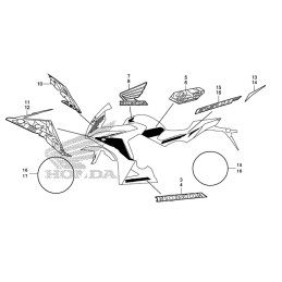 KIT Stickers Honda CBR 650F 2016 NOIR/BLANC